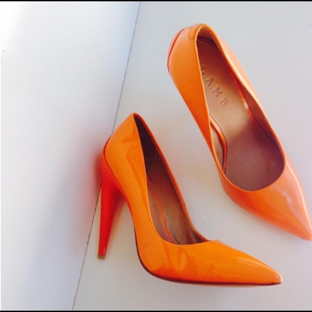 L.A.M.B Neon Orange Jocelyn Pump